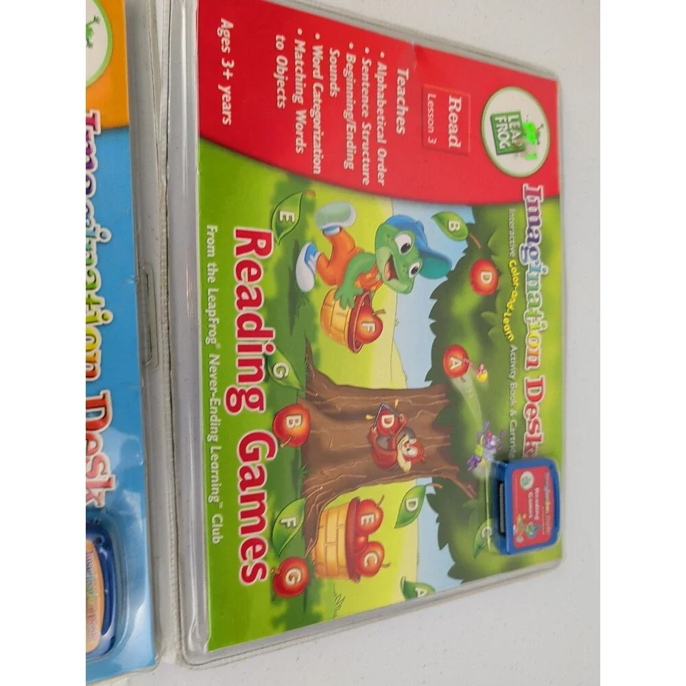 Leap Frog Imagination Desk Book & Cartridges Learning Phonics & Clifford